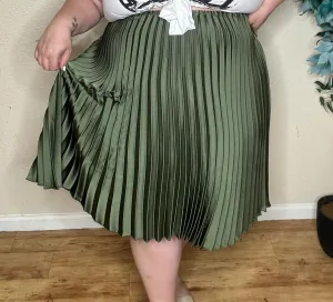 RITERA Plus Size Pleated Skirts for Women A Line Skirt High Elasitc Midi Swing Skirts