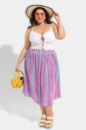 RITERA Plus Size Pleated Skirts for Women A Line Skirt High Elasitc Midi Swing Skirts