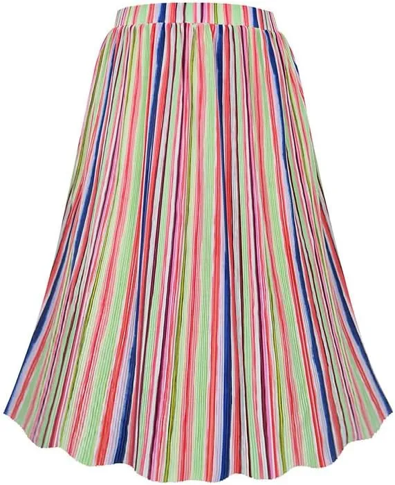 RITERA Plus Size Pleated Skirts for Women A Line Skirt High Elasitc Midi Swing Skirts