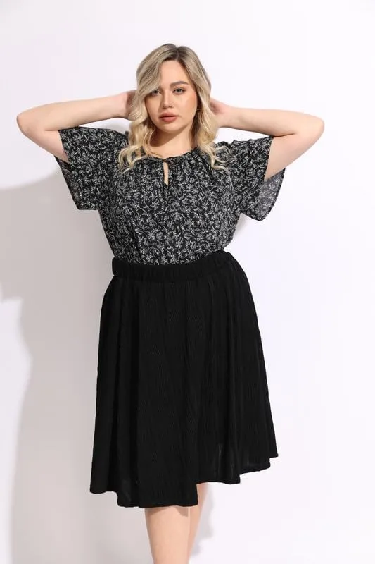 RITERA Plus Size Pleated Skirts for Women A Line Skirt High Elasitc Midi Swing Skirts