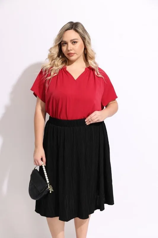 RITERA Plus Size Pleated Skirts for Women A Line Skirt High Elasitc Midi Swing Skirts