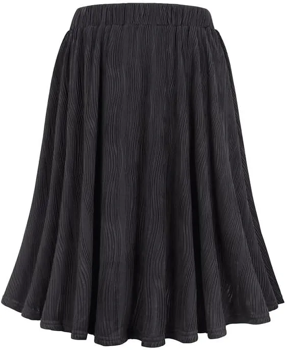 RITERA Plus Size Pleated Skirts for Women A Line Skirt High Elasitc Midi Swing Skirts