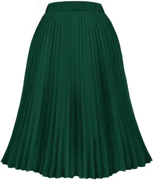 RITERA Plus Size Pleated Skirts for Women A Line Skirt High Elasitc Midi Swing Skirts
