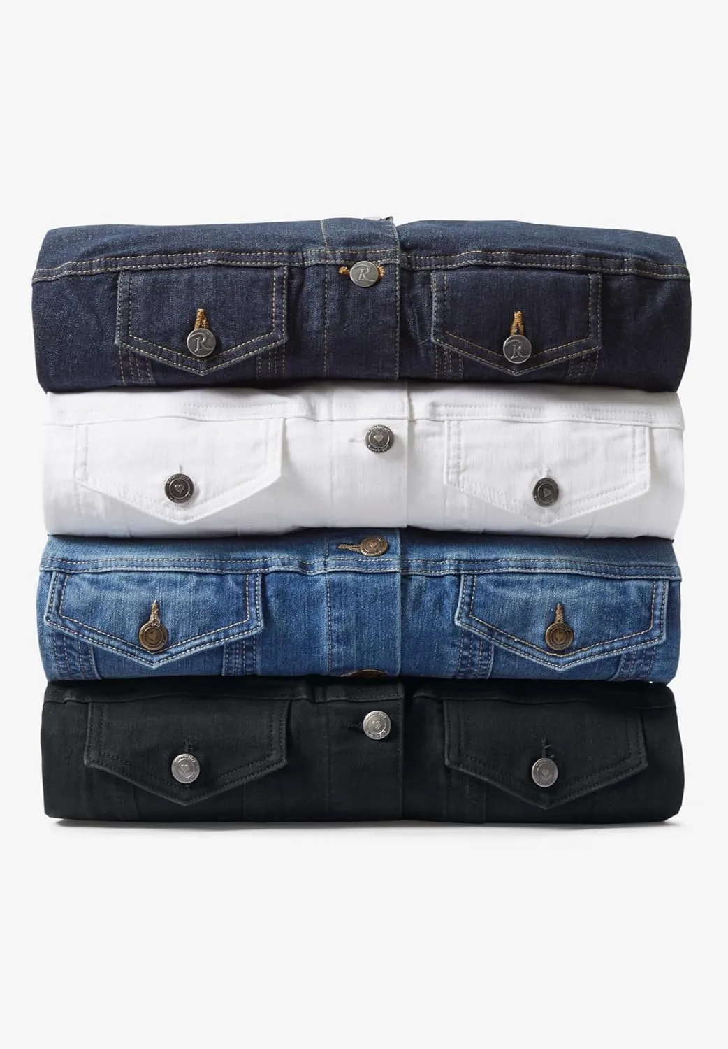 Roaman's Women's Plus Size Boyfriend Stretch Denim Jacket