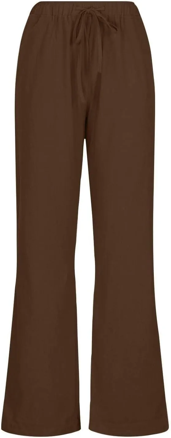 SHAOBGE Cotton Linen Pants for Women Summer Wide Leg Casual Loose Drawstring High Waist Palazzo Pants Trousers with Pockets