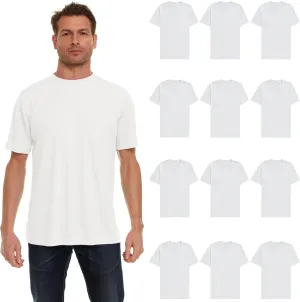 SOCKS'NBULK 12 Pack Wholesale Mens Soft Cotton Slim Fit Crew Neck Short Sleeve T-Shirts Mix Colors Bulk Size
