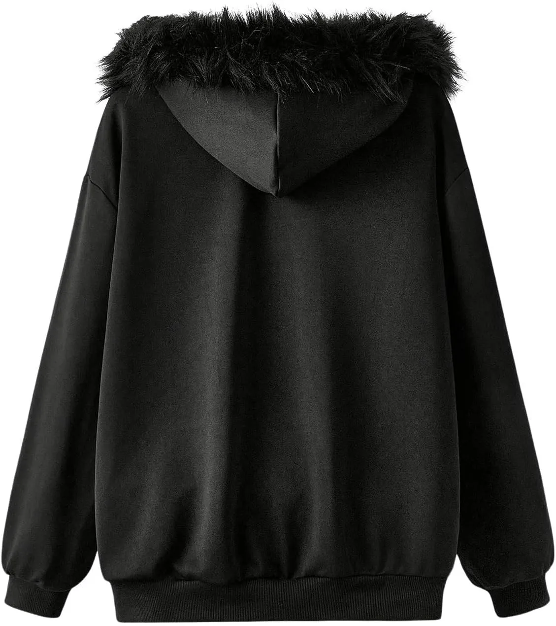 SOLY HUX Women's Y2K Zip Up Hoodie Streetwear Graphic Hoodies Y2k Jacket with Faux Fur Collar 90s Fall Gothic Outfits