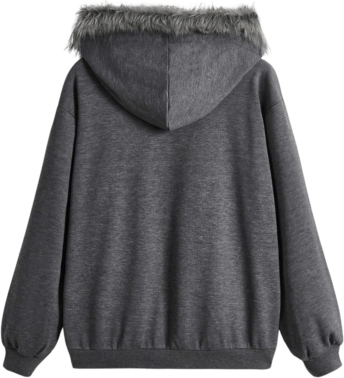 SOLY HUX Women's Y2K Zip Up Hoodie Streetwear Graphic Hoodies Y2k Jacket with Faux Fur Collar 90s Fall Gothic Outfits