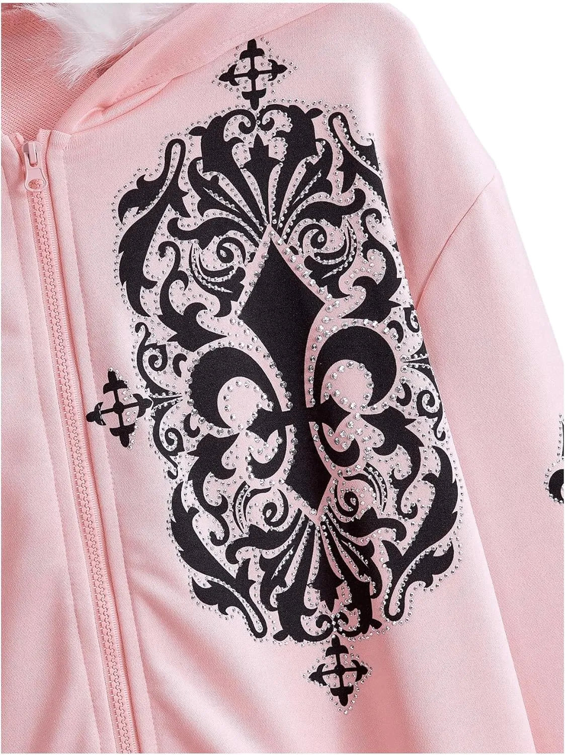 SOLY HUX Women's Y2K Zip Up Hoodie Streetwear Graphic Hoodies Y2k Jacket with Faux Fur Collar 90s Fall Gothic Outfits