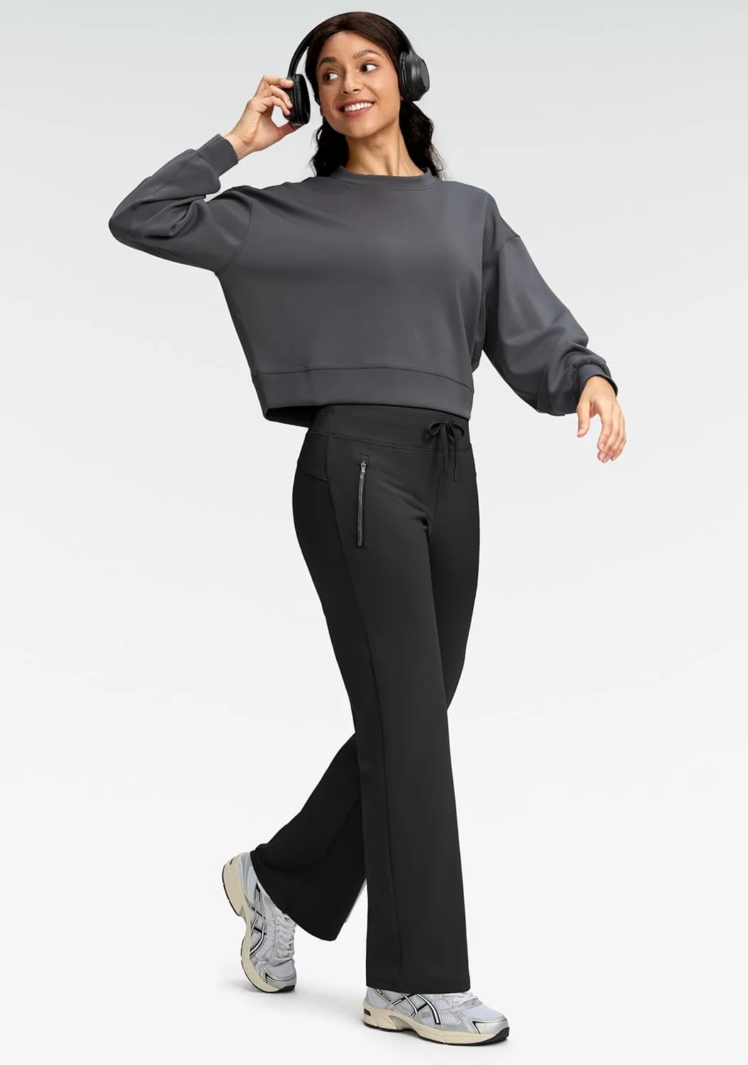 Soothfeel Women's Fleece Lined Pants High Waisted Zipper Pockets Winter Warm Thermal Sweatpants Snow Ski Hiking Lounge Pants