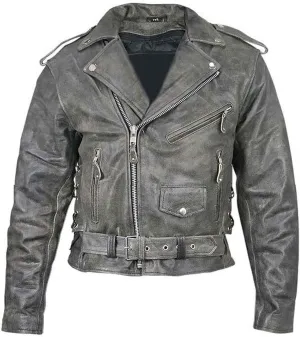 SpazeUp Vintage Motorcycle Leather Jackets for Men - Cafe Racer Biker Retro Moto Distressed Leather Jacket Men