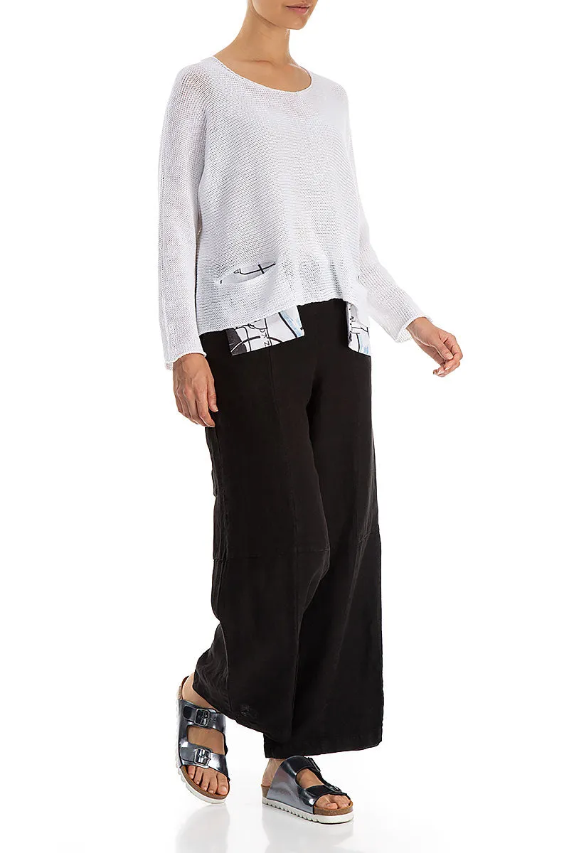 Street Art Pockets White Linen Jumper