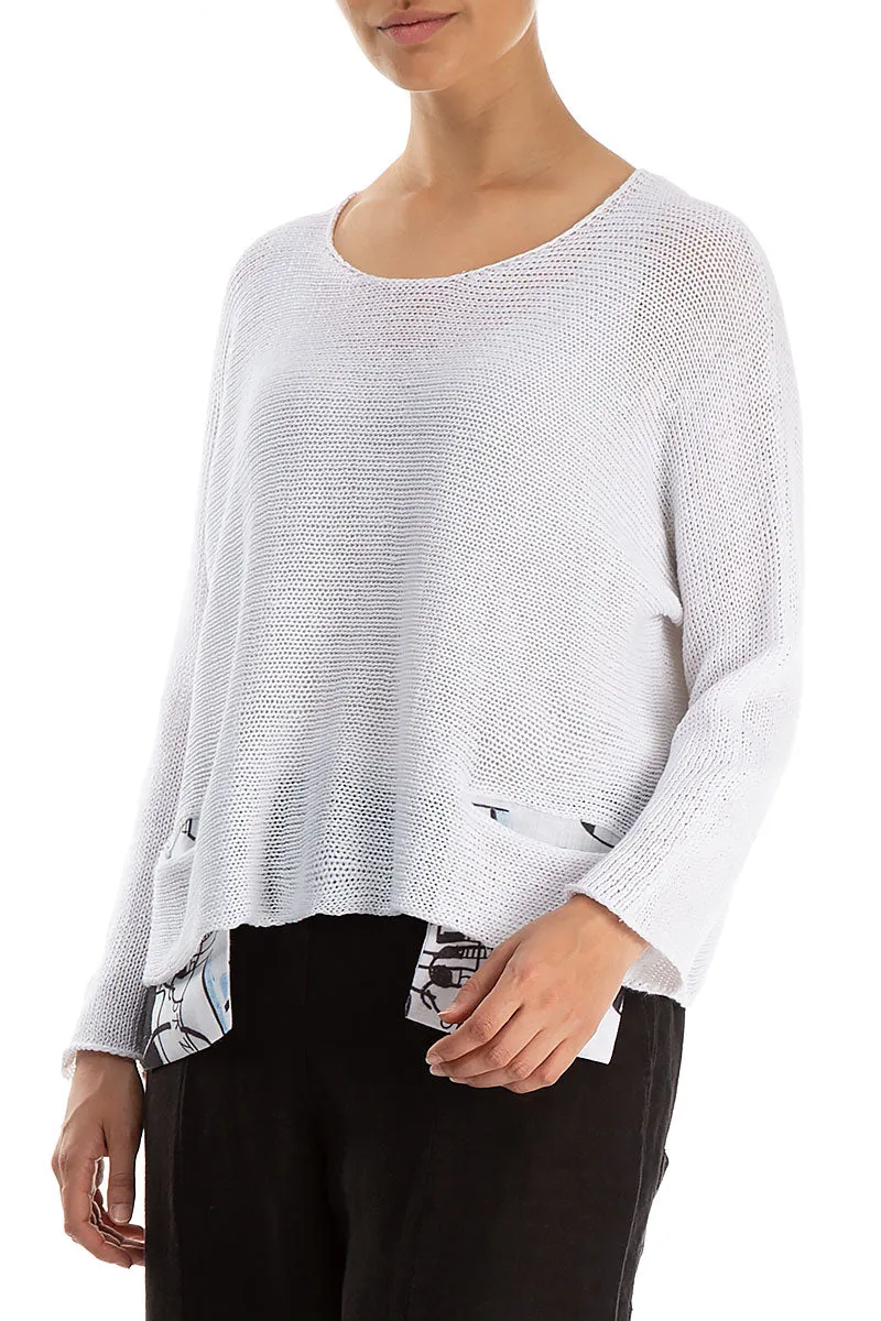 Street Art Pockets White Linen Jumper
