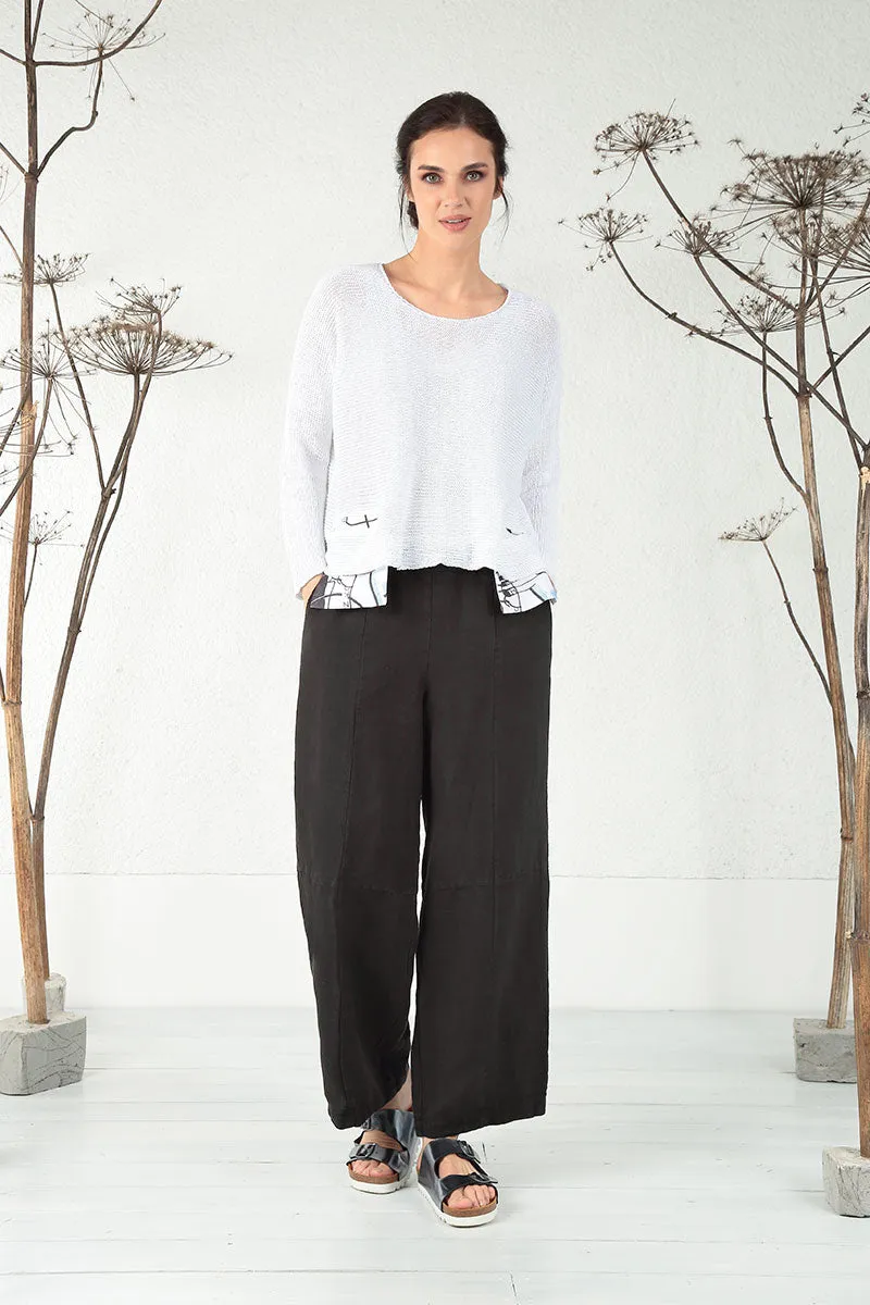 Street Art Pockets White Linen Jumper