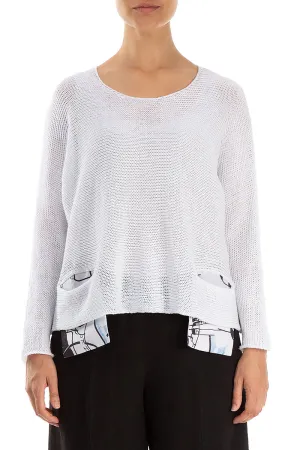 Street Art Pockets White Linen Jumper