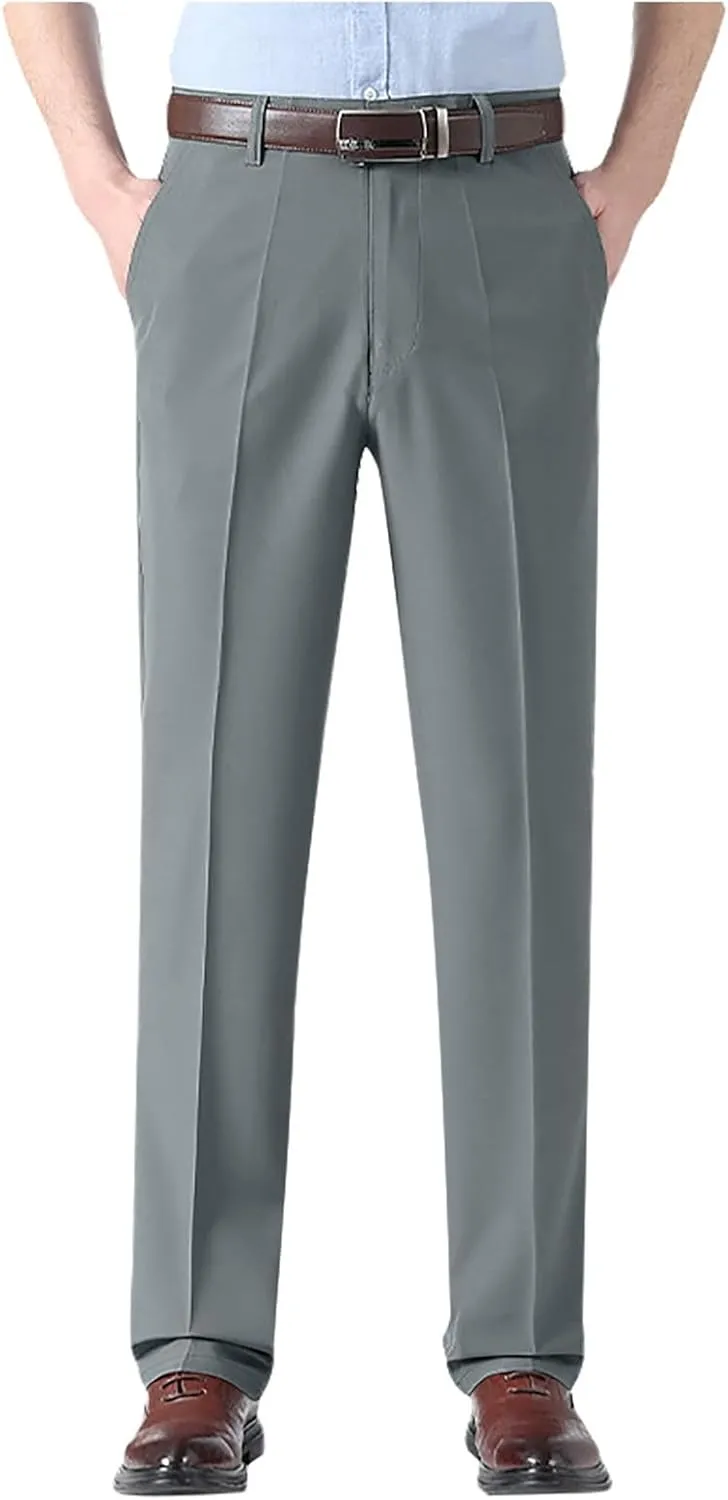 Suit Pants for Men's,Stretch Expandable Waist Chino Work Suit Pants Slim Fit Straight Leg Slacks Dress Trousers