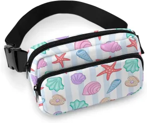Summer Style Animals Belt Bag Fanny Pack Crossbody Shells Pearls Clam Fashion Waist Packs With Adjustable Strap For Men Women Travel Hiking Cycling Running