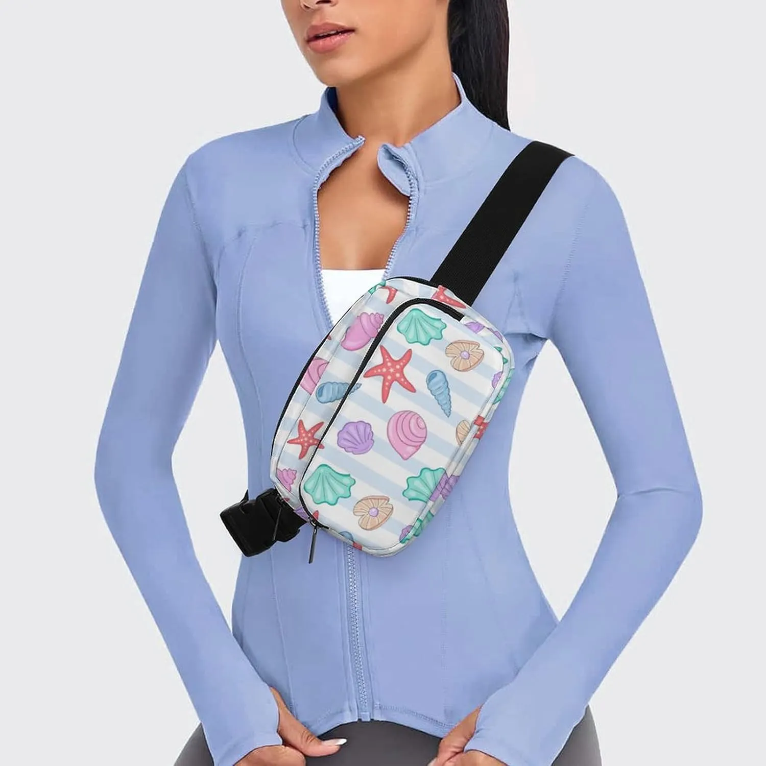 Summer Style Animals Belt Bag Fanny Pack Crossbody Shells Pearls Clam Fashion Waist Packs With Adjustable Strap For Men Women Travel Hiking Cycling Running