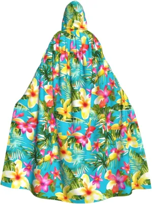 summer style hawaiian print Hooded cape for adults, Oversized Hooded Cloak with Bow Tie, Adult party dress cape