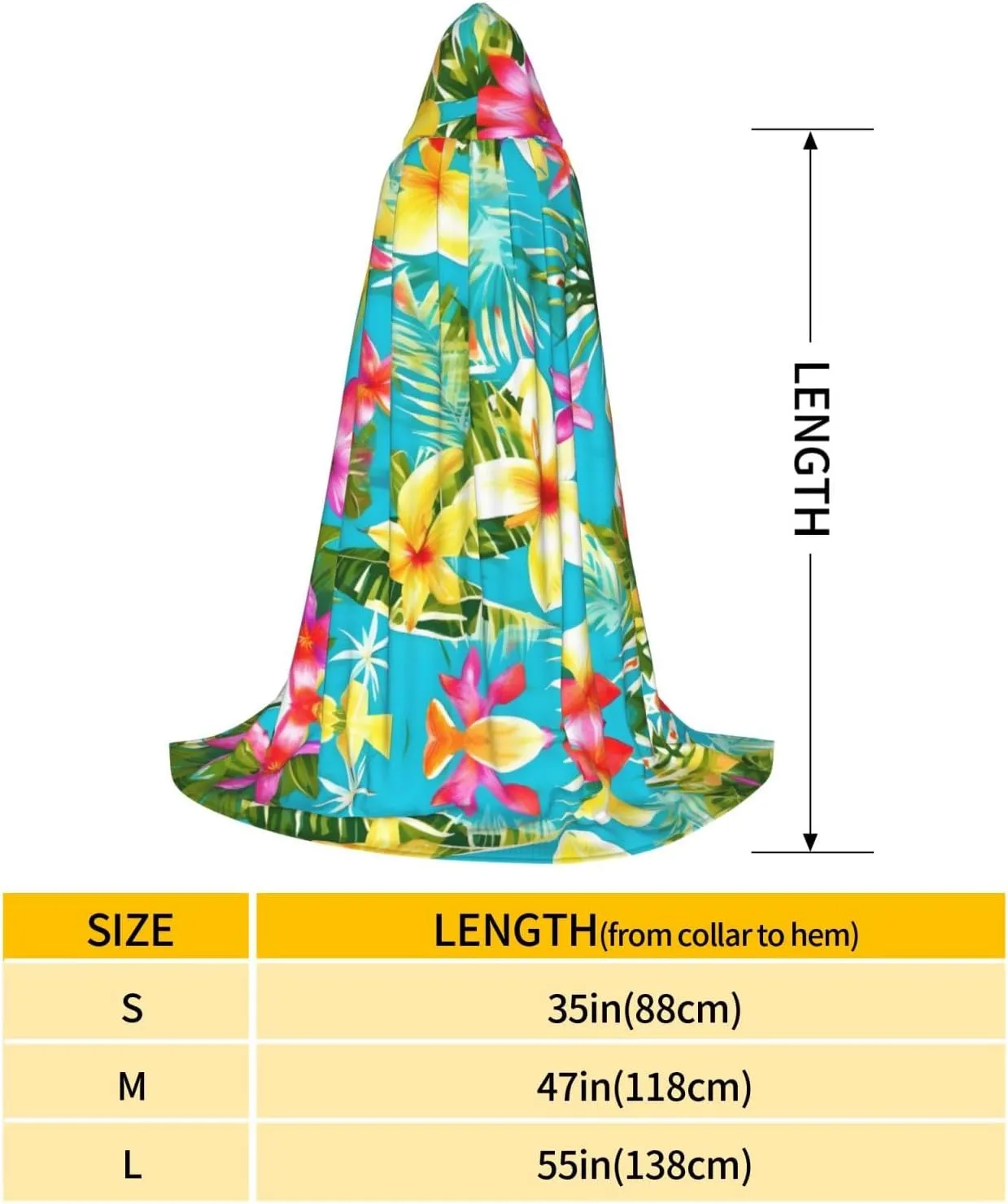 summer style hawaiian print Wizard Hooded Robe Medieval Cape Renaissance Cloak for Men Women Halloween Costume