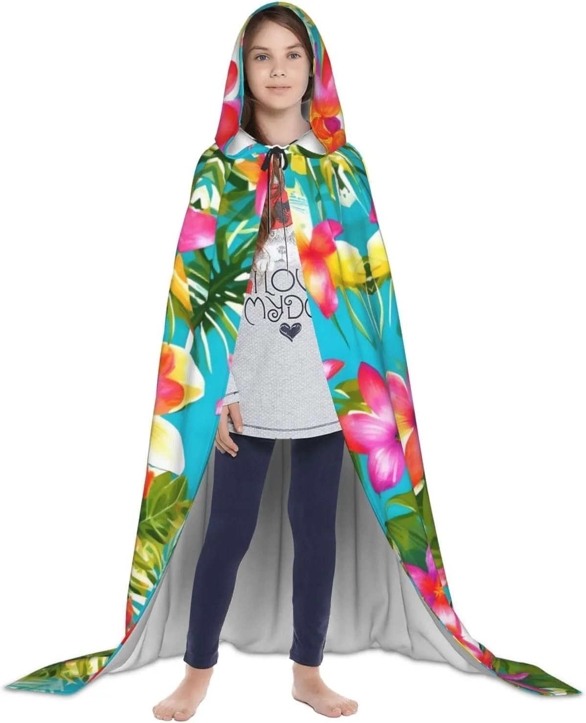 summer style hawaiian print Wizard Hooded Robe Medieval Cape Renaissance Cloak for Men Women Halloween Costume
