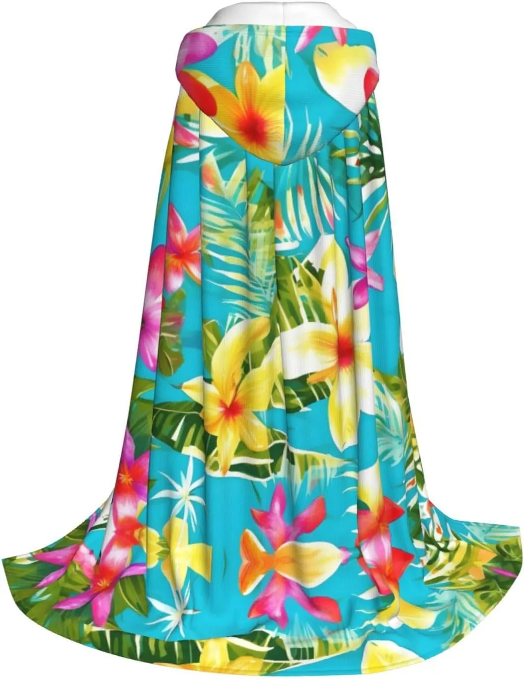 summer style hawaiian print Wizard Hooded Robe Medieval Cape Renaissance Cloak for Men Women Halloween Costume