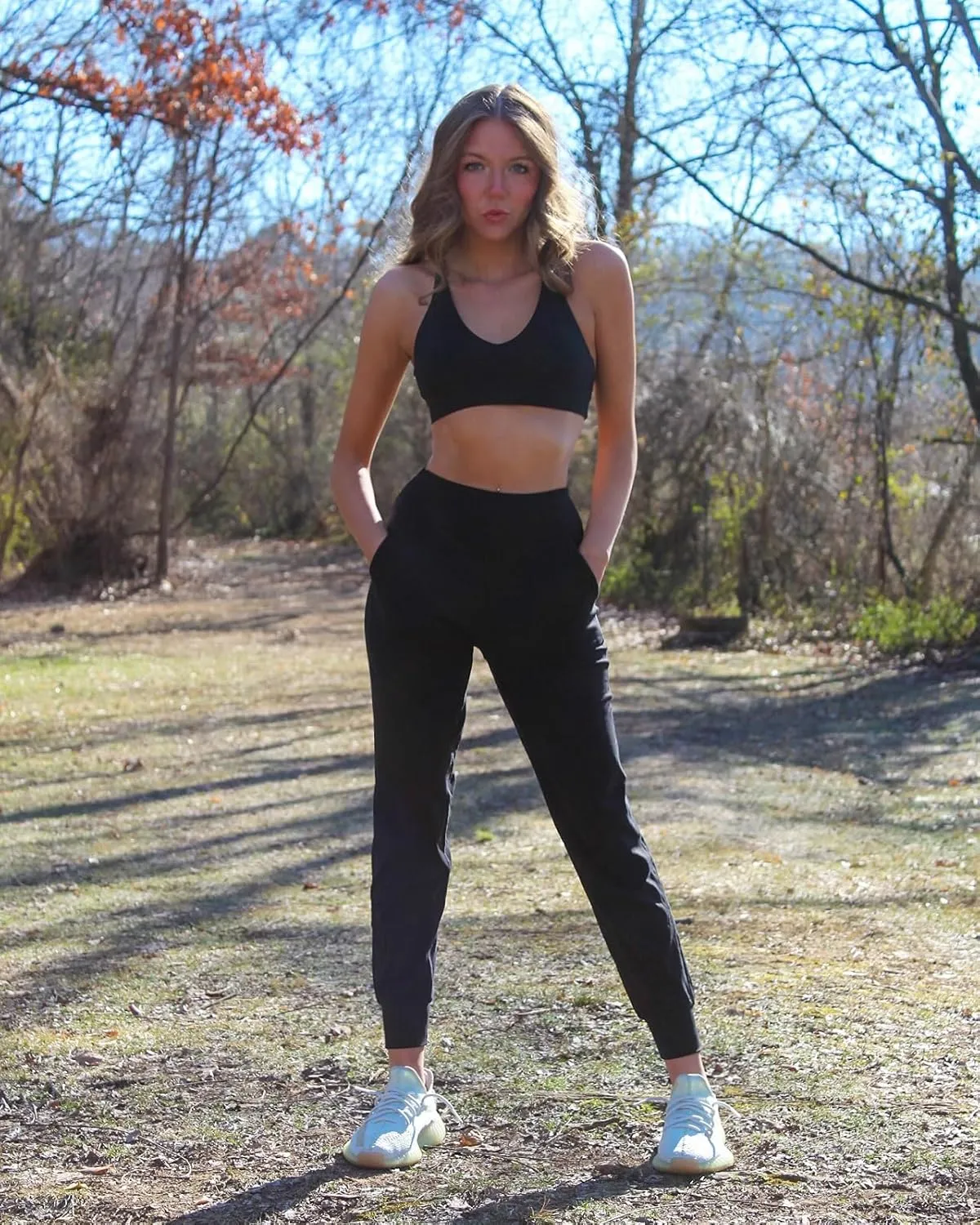 Sunzfly Women High Waisted Joggers with Pockets Buttery Soft Athletic Leggings Workout Lounge Pants for Running Gym Yoga