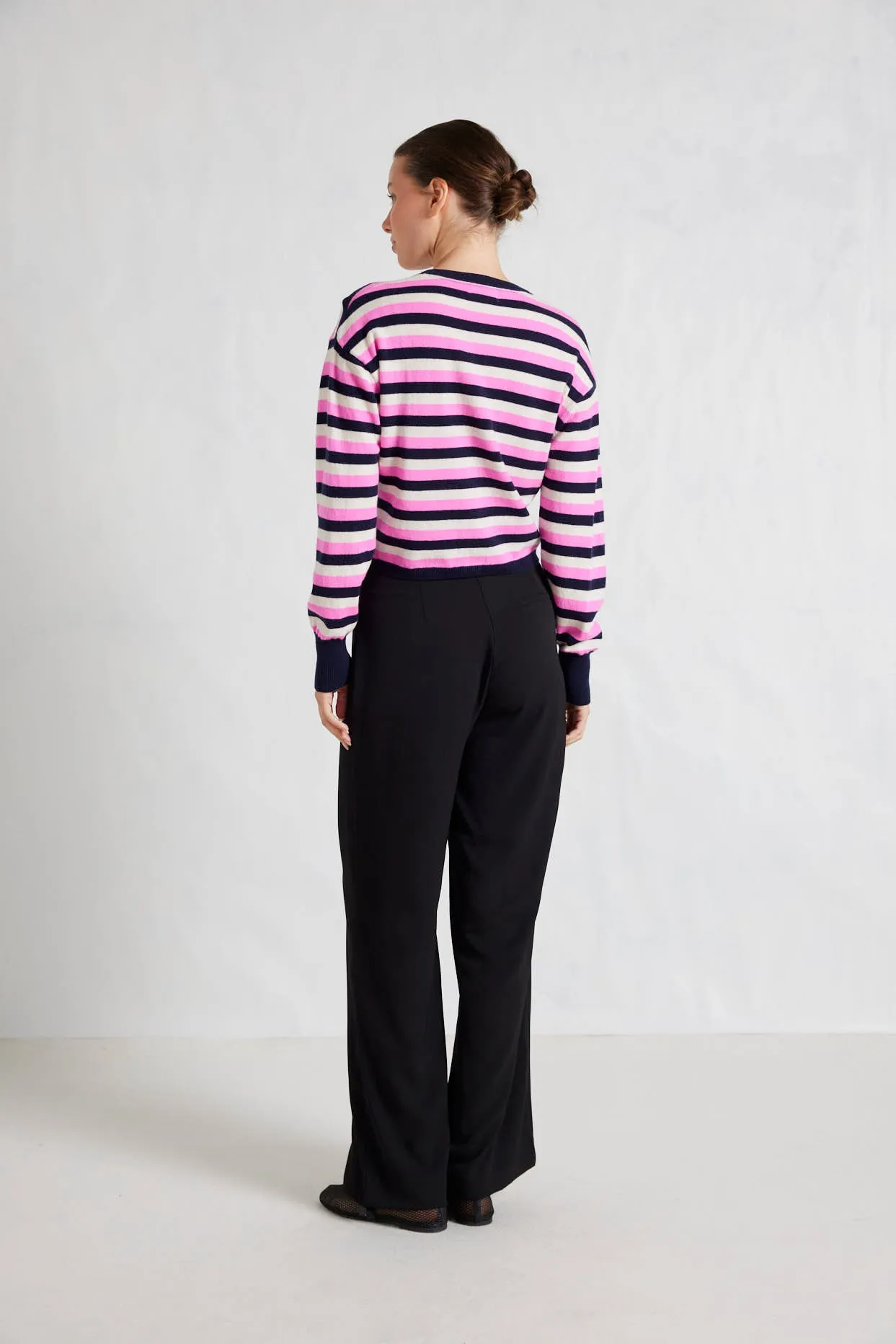 Sydney Stripe Cardi in Officer Navy