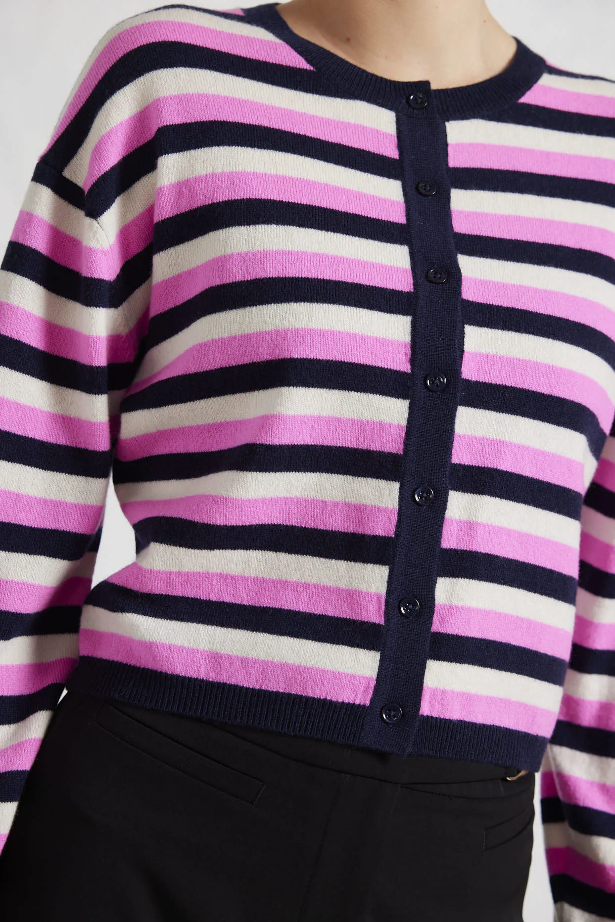 Sydney Stripe Cardi in Officer Navy