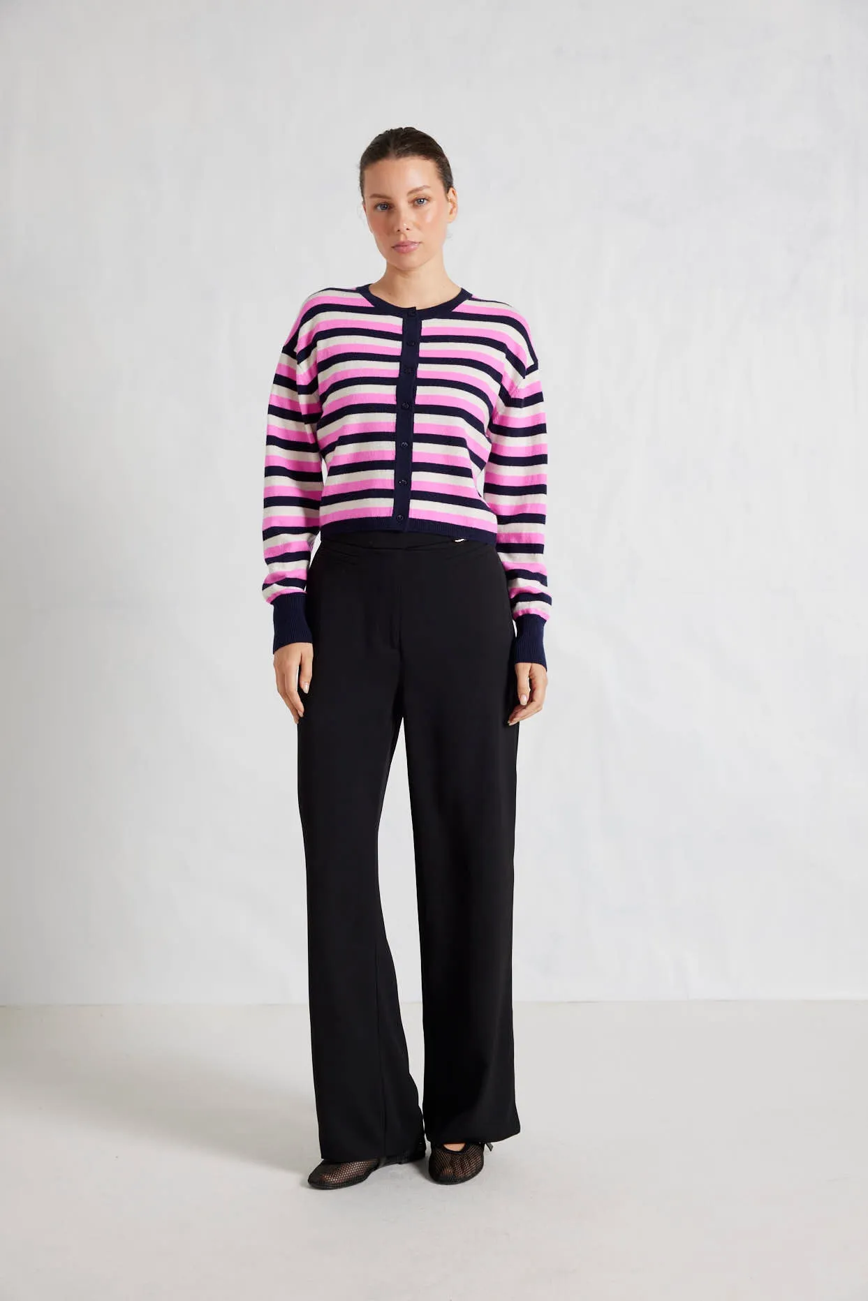 Sydney Stripe Cardi in Officer Navy