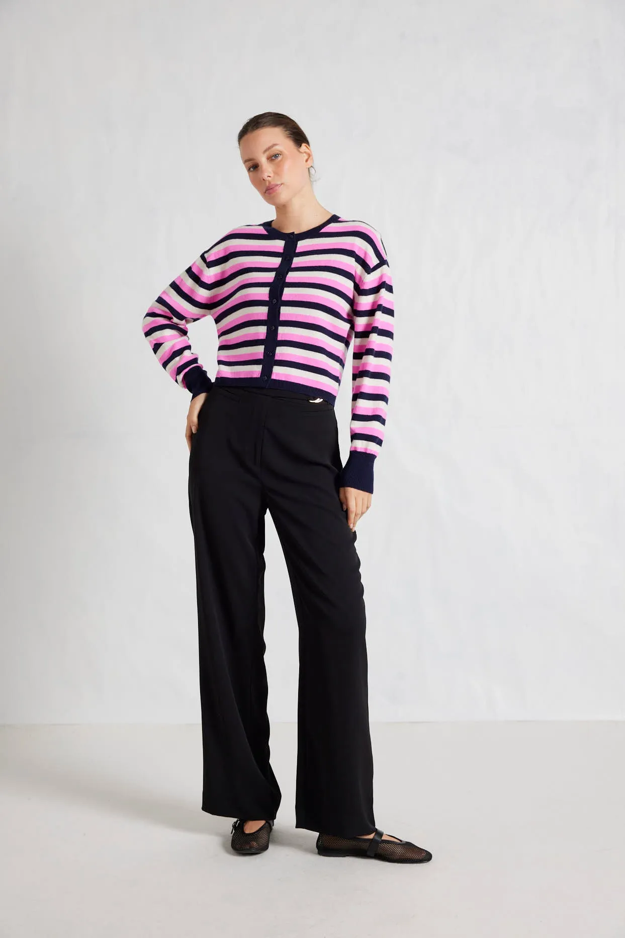 Sydney Stripe Cardi in Officer Navy