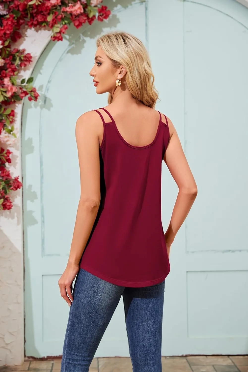 TAIPOVE Pima Cotton Spaghetti Strap Tank Tops for Women V Neck Camisole Tops Cute Trendy Sleeveless Flowy Tunics 2 Packs