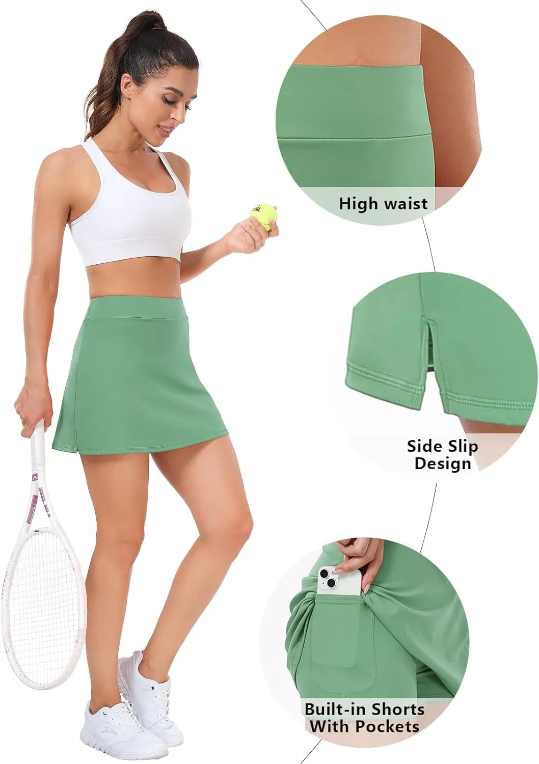 Tennis Skirts for Women Athletic Golf Skorts Workout Running Skirt Sports Activewear with Shorts Pocket 2 Pack