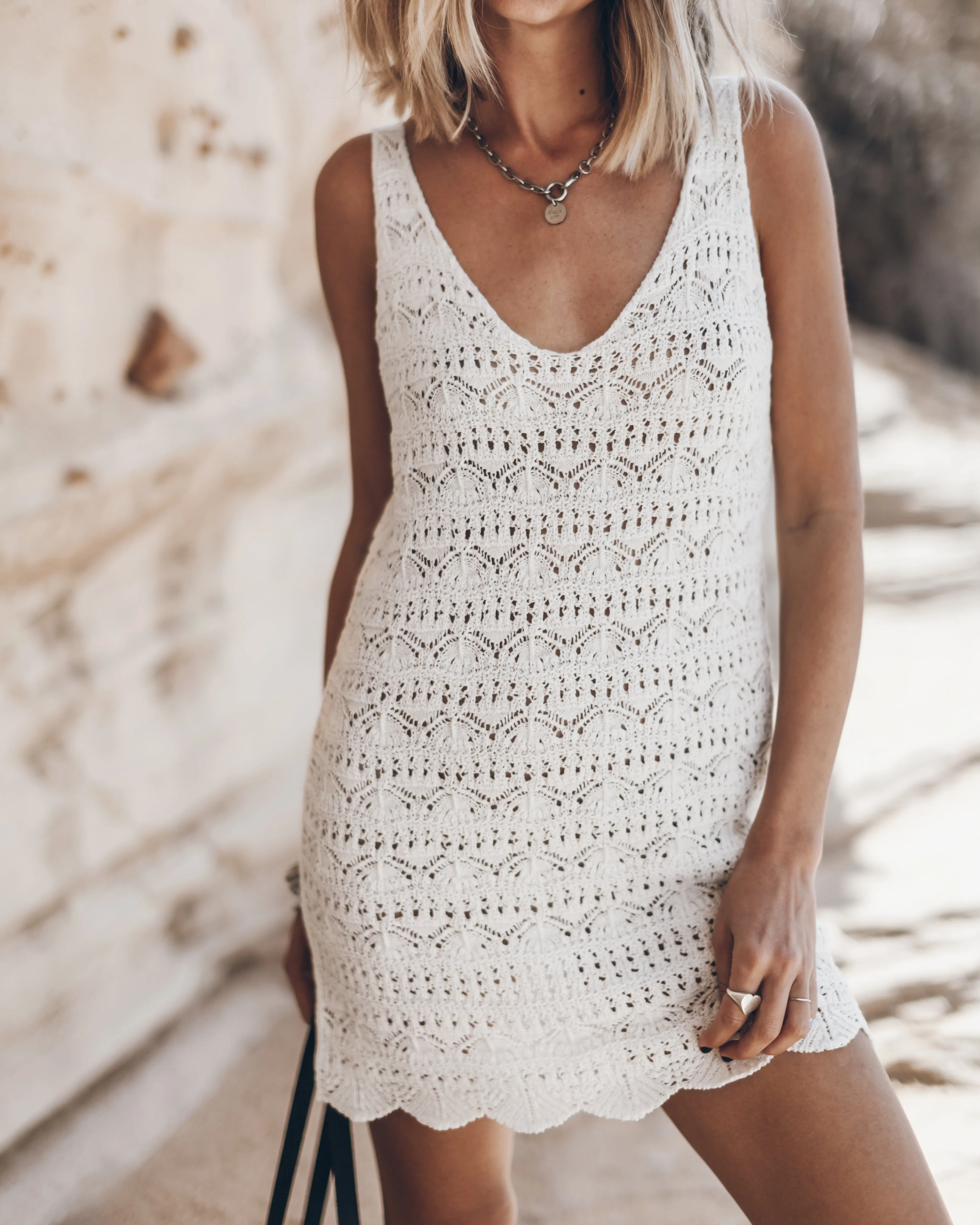 The Ecru Crochet Tank Dress