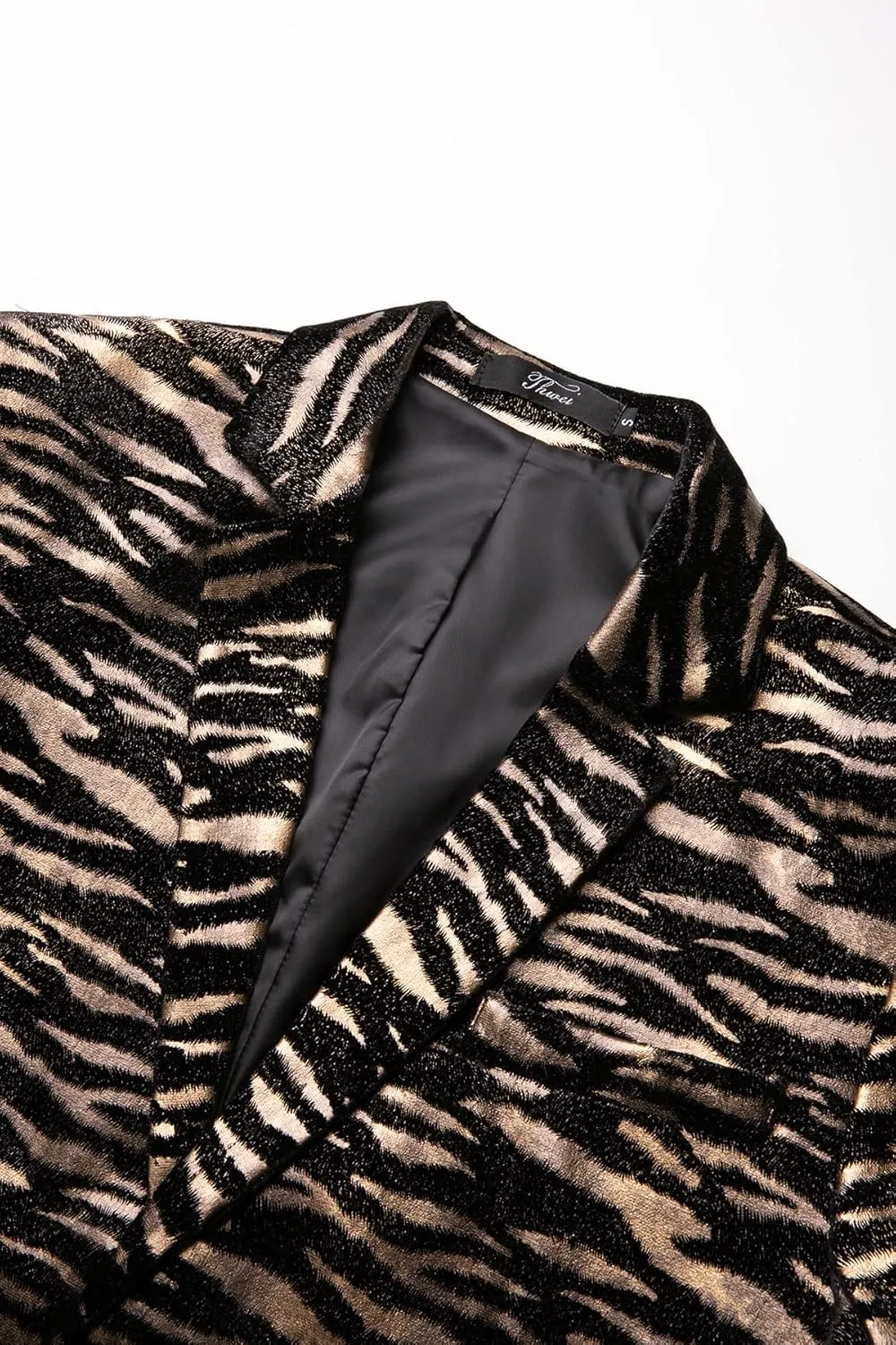 THWEI Mens Blazer Hipster Leopard Print Tuxedo Luxury Notched Lapel Slim Fit Stylish Sport Coats Jacket