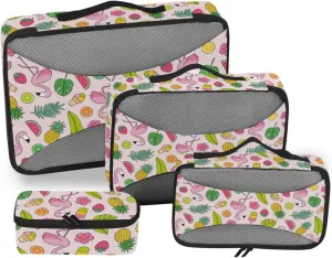 Travel Cubes Set of 4 Luggage Bags Organizers Travel Compartment Organizer Bags Packimg Cubes Tropical Summer Style