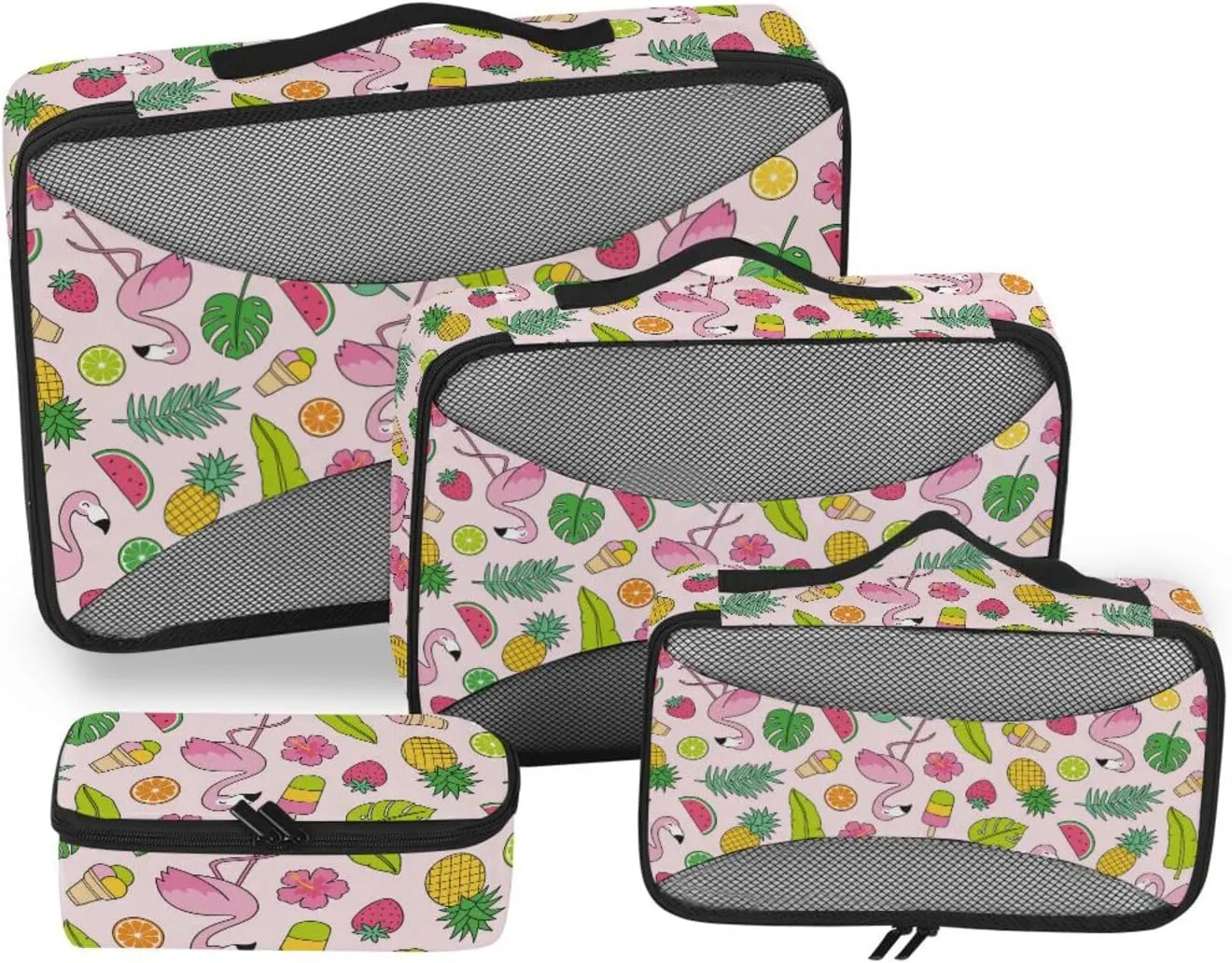 Travel Cubes Set of 4 Luggage Bags Organizers Travel Compartment Organizer Bags Packimg Cubes Tropical Summer Style