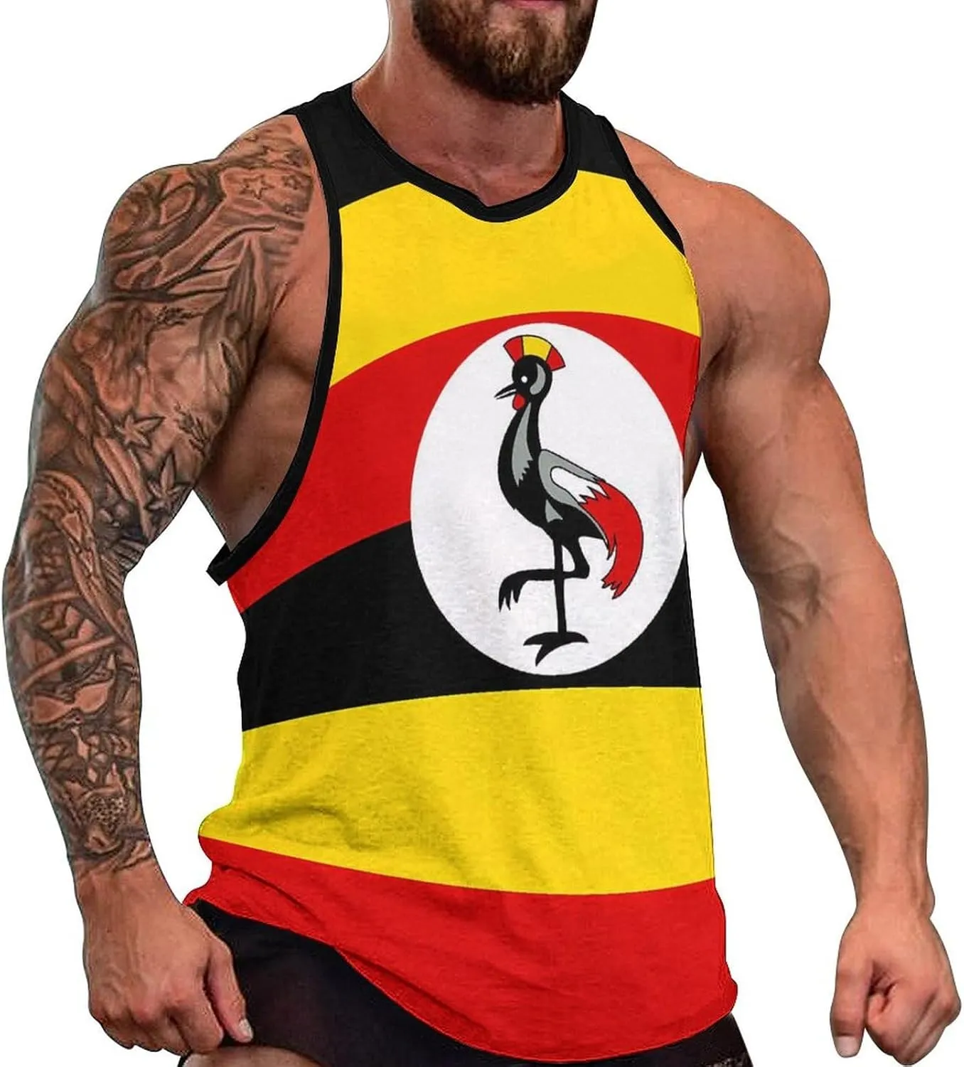 Uganda Flag Men's Activewear Tank Tops Gym Sleeveless Muscle T Shirts Workout Tees Vest