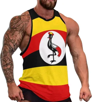 Uganda Flag Men's Activewear Tank Tops Gym Sleeveless Muscle T Shirts Workout Tees Vest