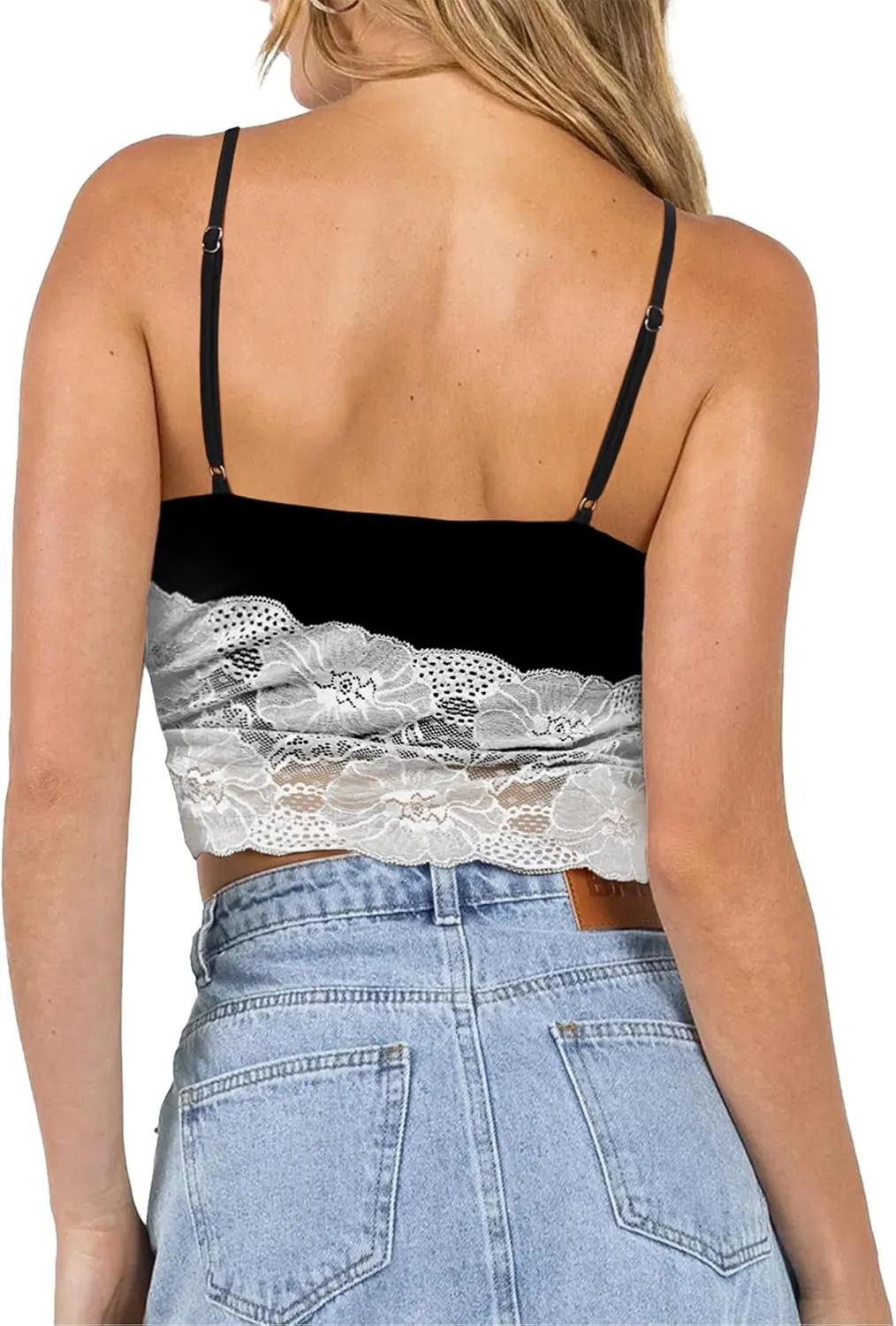 V Neck Lace Camisole for Women Spaghetti Straps Tank Top Patchwork Floral Mesh See Through Shirt