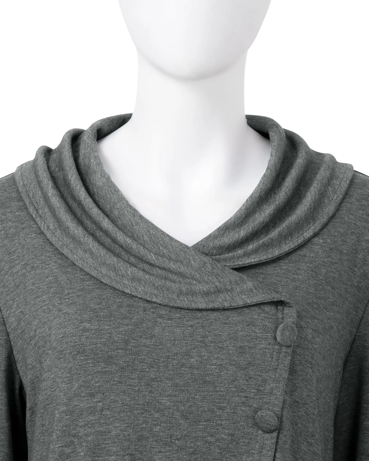 VALOLIA Womens Long Sleeve Tops Fall Winter Buttons Side Tulip Hem Lapel Pullover Sweatshirt