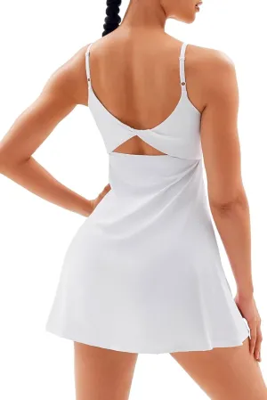 Vertvie Women's Tennis Dress with Built-in Shorts & Bra Workout Backless Golf Dress Activewear Exercise Dresses with Pockets