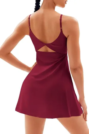 Vertvie Women's Tennis Dress with Built-in Shorts & Bra Workout Backless Golf Dress Activewear Exercise Dresses with Pockets