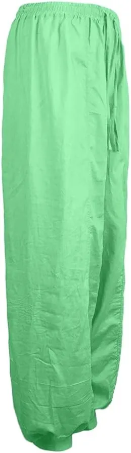 White Linen Pants Women Lounge Summer Baggy Waist Trousers with Pockets Solid Travel Palazzo Pants for Women