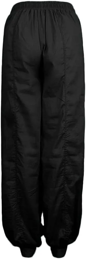 White Linen Pants Women Lounge Summer Baggy Waist Trousers with Pockets Solid Travel Palazzo Pants for Women