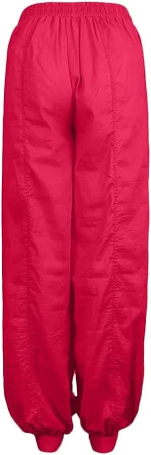White Linen Pants Women Lounge Summer Baggy Waist Trousers with Pockets Solid Travel Palazzo Pants for Women