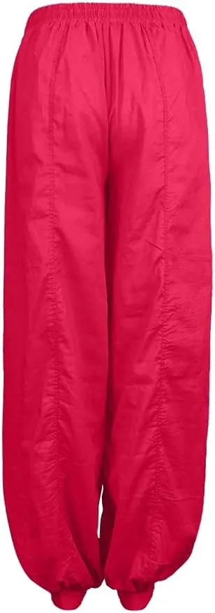 White Linen Pants Women Lounge Summer Baggy Waist Trousers with Pockets Solid Travel Palazzo Pants for Women