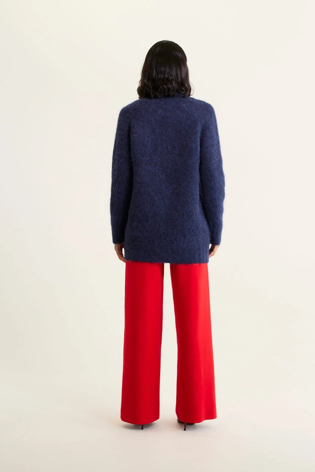 Williamsburg Brushed Alpaca Cardi In Navy