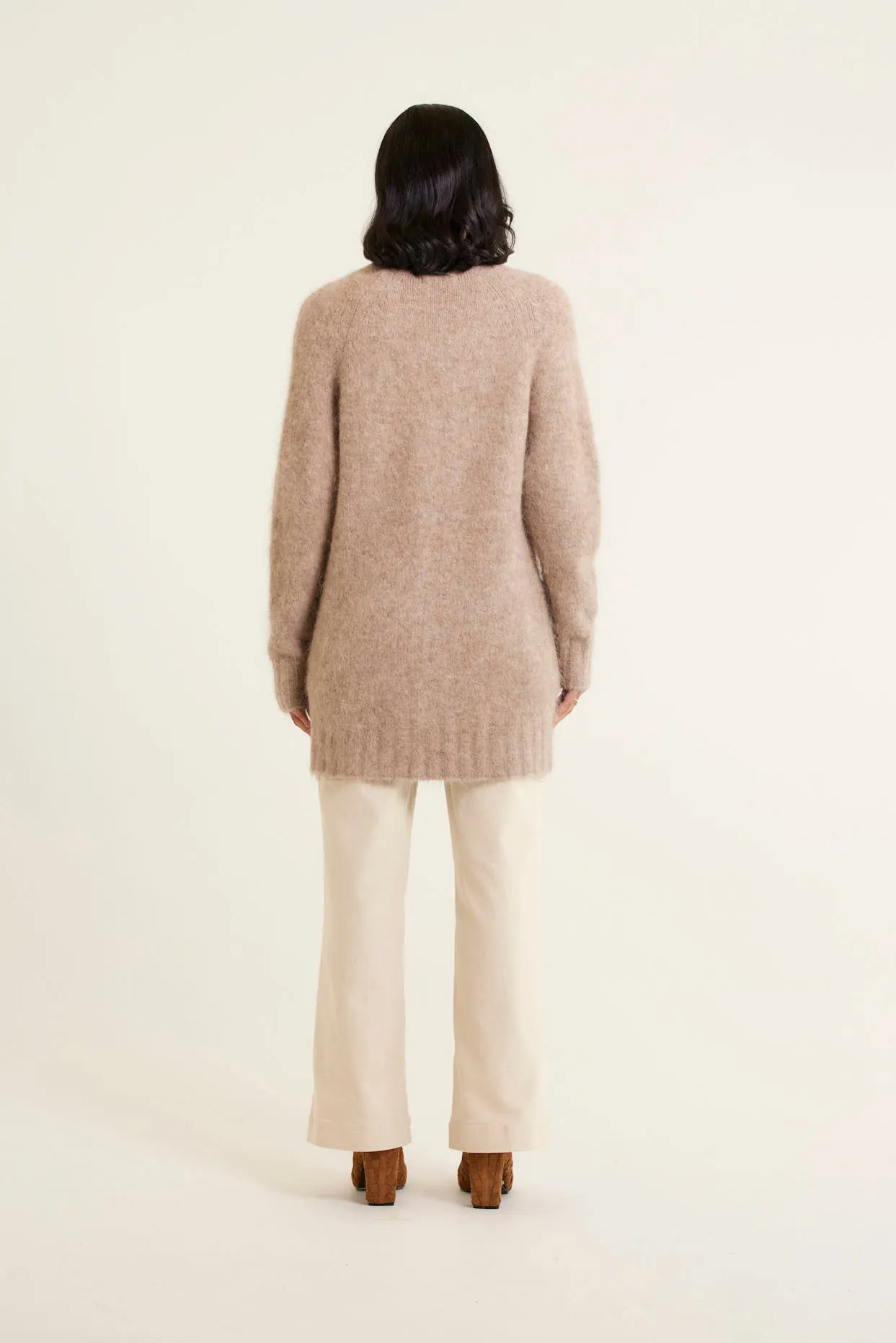 Williamsburg Brushed Alpaca Cardi In Oatmeal