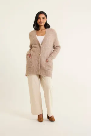 Williamsburg Brushed Alpaca Cardi In Oatmeal